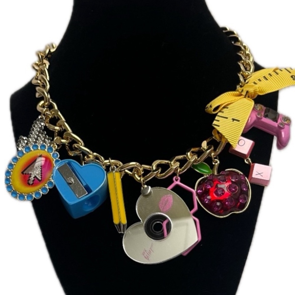 New Betsey Johnson School Supply Charm Necklace - Picture 9 of 11